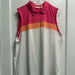 Lady Hagan Sleeveless Pink and Orange Women's Golf Polo